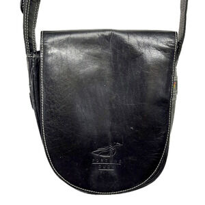 Vintage Fortune Duck Navy Blue Leather Fabric Embroidered Motif Adjustable Strap